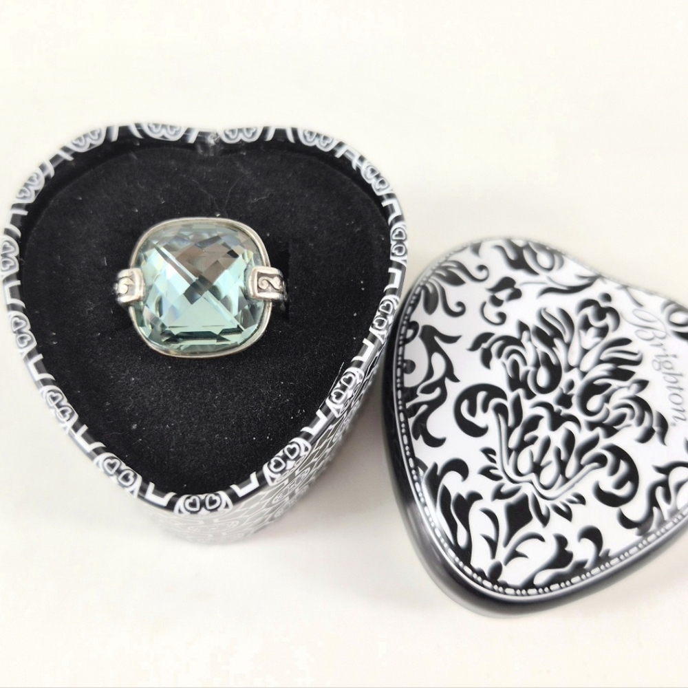 Sz 7 Brighton Venus Rising Aqua Crystal Cocktail Ring